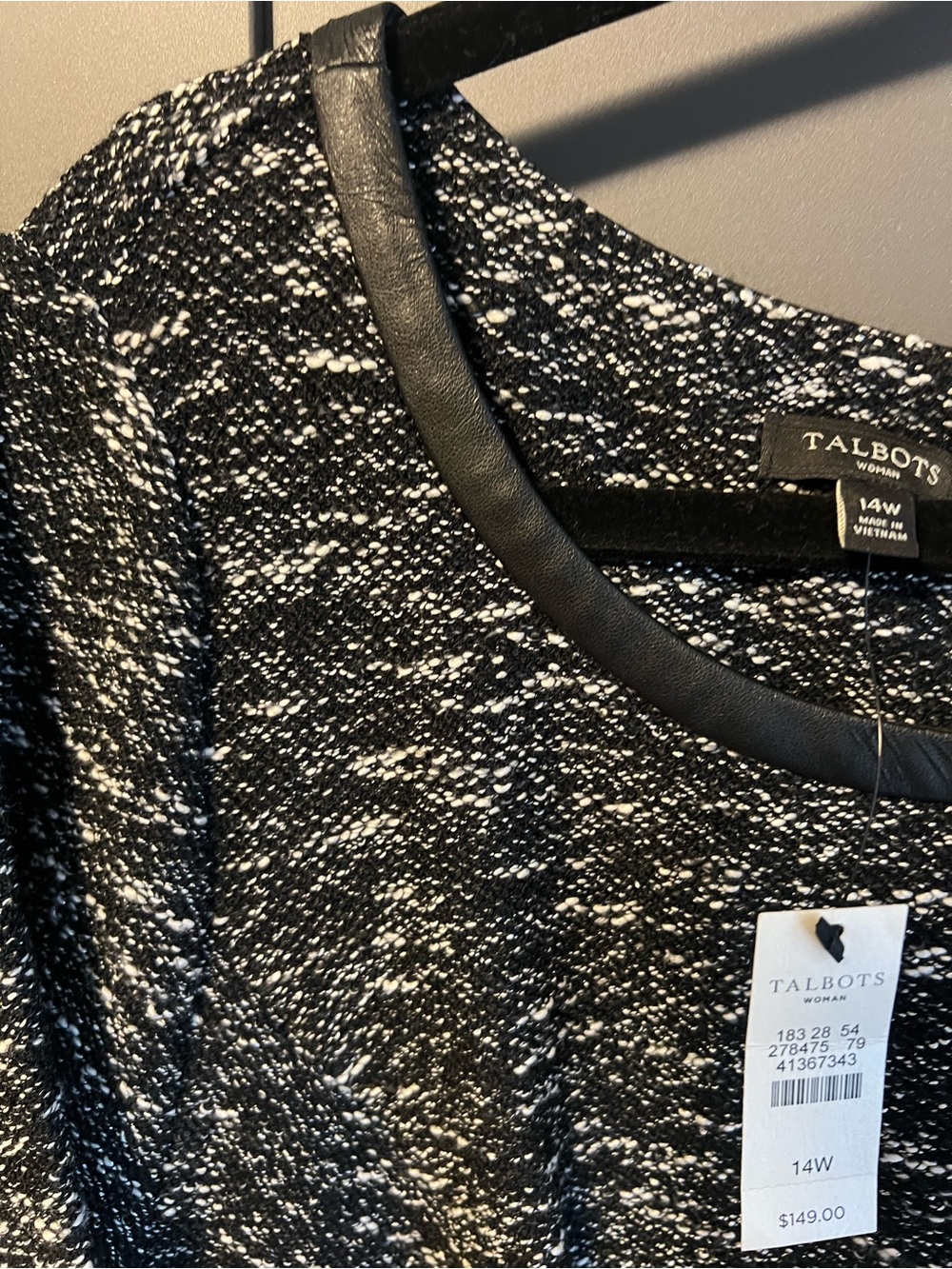Talbots Black and White Textured Crewneck Sweater